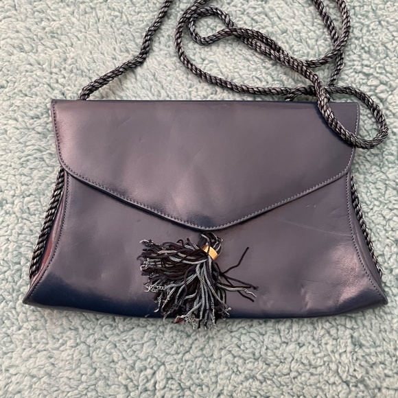 Charles Jourdan Leather small crossbody blue bag with tassel - Picture 1 of 2